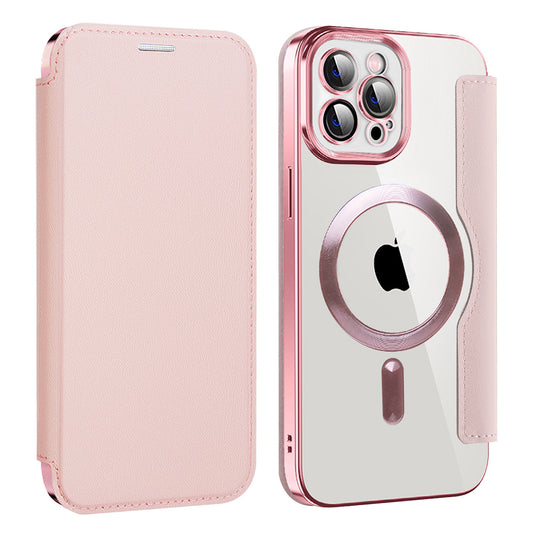 Custodia MagSafe per Apple iPhone 12 Pro Max, Techsuit, SmartMag Book, Rosa
