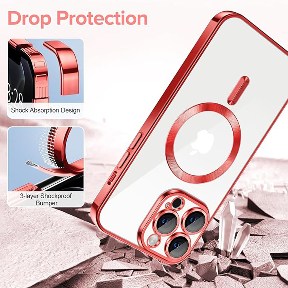 Custodia MagSafe per Apple iPhone 12 Pro, Techsuit, Luxury Crystal, Rossa