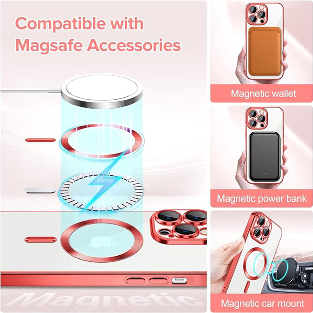 Custodia MagSafe per Apple iPhone 12 Pro, Techsuit, Luxury Crystal, Rossa