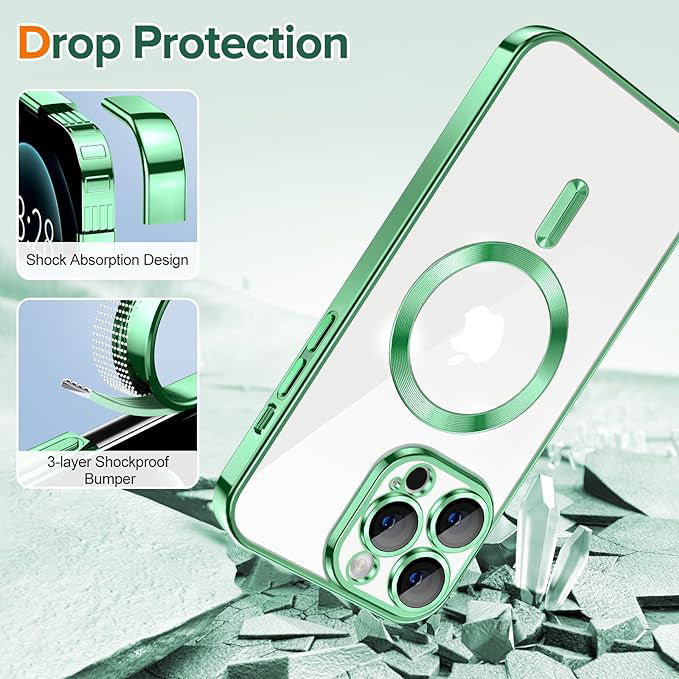 Custodia MagSafe per Apple iPhone 12 Pro, Techsuit, Luxury Crystal, Verde Chiaro