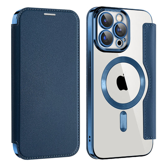 Custodia MagSafe per Apple iPhone 12 Pro, Techsuit, SmartMag Book, Blu