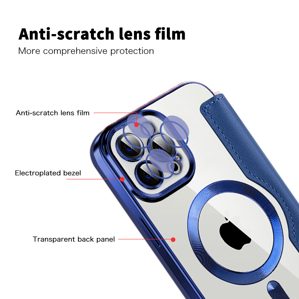 Custodia MagSafe per Apple iPhone 12 Pro, Techsuit, SmartMag Book, Blu
