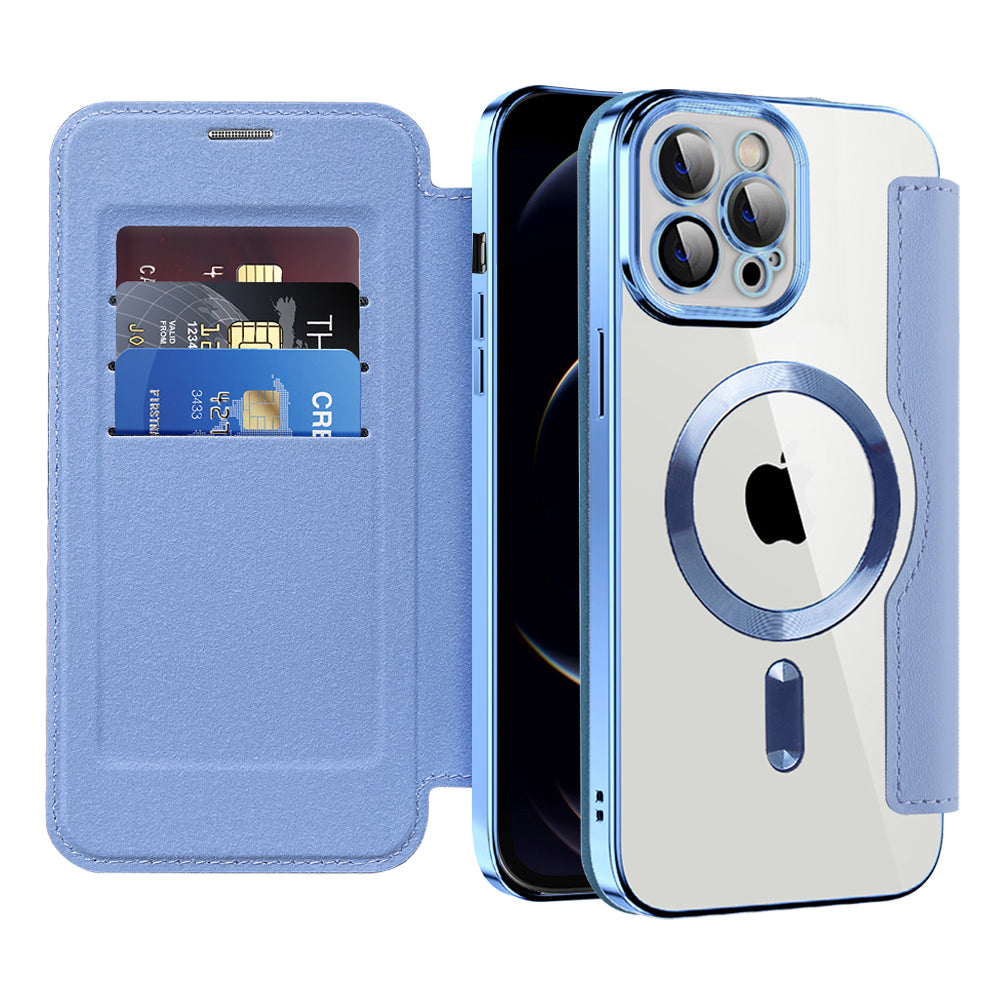 Custodia MagSafe per Apple iPhone 12 Pro, Techsuit, SmartMag Book, Blu