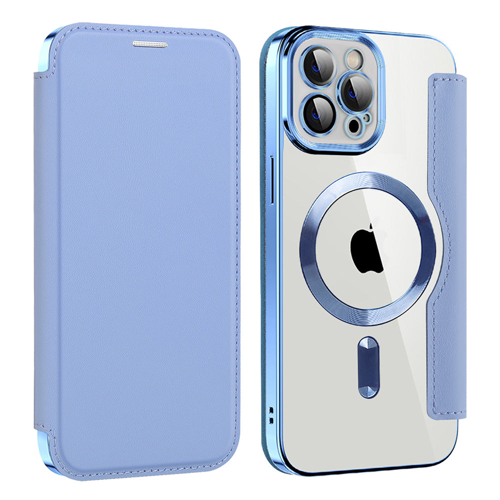 Custodia MagSafe per Apple iPhone 12 Pro, Techsuit, SmartMag Book, Blu