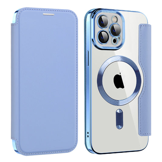 Custodia MagSafe per Apple iPhone 12 Pro, Techsuit, SmartMag Book, Blu