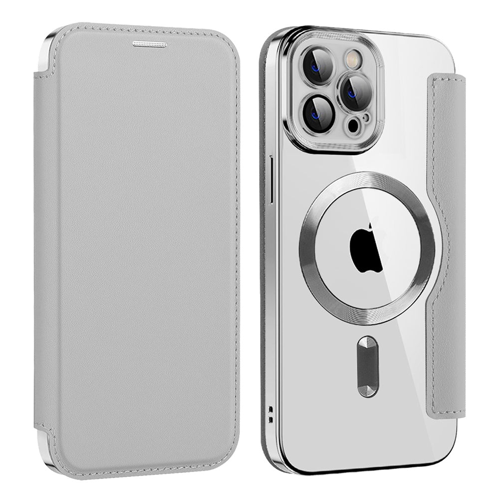 Custodia MagSafe per Apple iPhone 12 Pro, Techsuit, SmartMag Book, Grigio