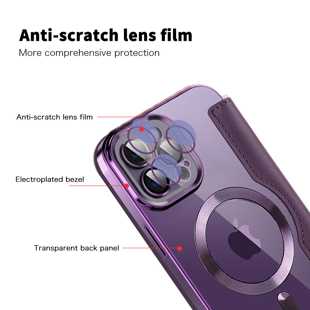 Custodia MagSafe per Apple iPhone 12 Pro, Techsuit, SmartMag Book, Viola