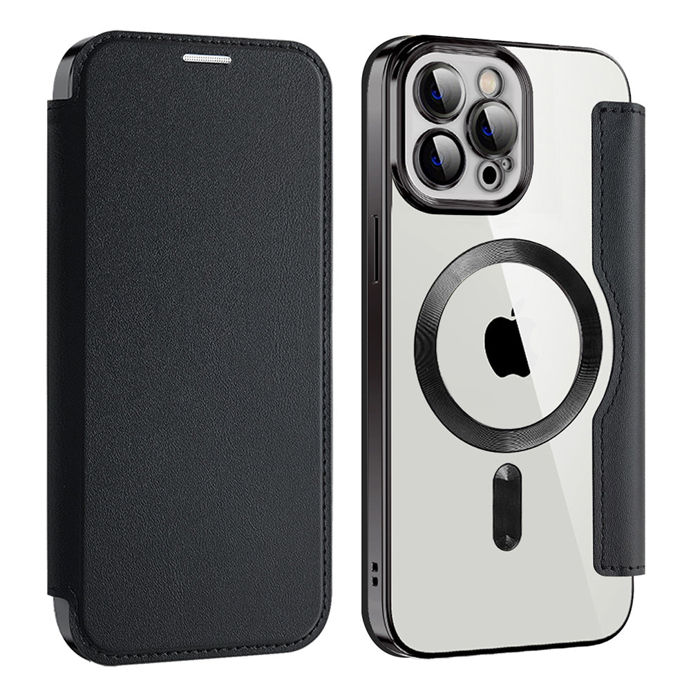 Custodia MagSafe per Apple iPhone 12 Pro, Techsuit, SmartMag Book, Nera