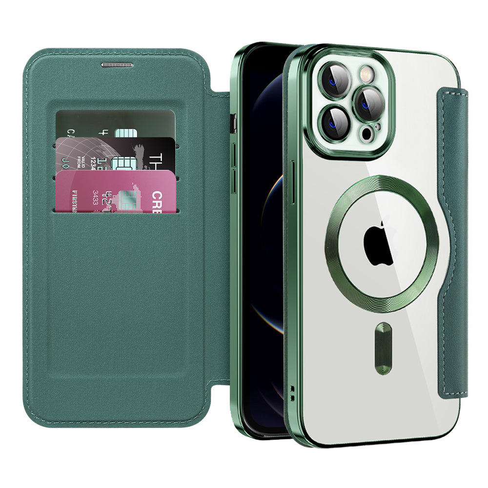 Custodia MagSafe per Apple iPhone 12 Pro, Techsuit, SmartMag Book, Verde