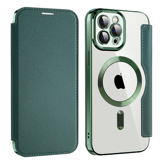 Custodia MagSafe per Apple iPhone 12 Pro, Techsuit, SmartMag Book, Verde