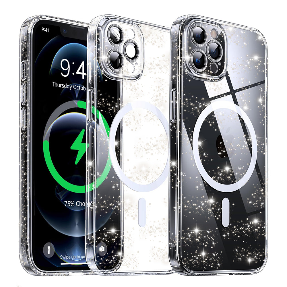 Custodia MagSafe per Apple iPhone 12 Pro, Techsuit, SparkleSkin, Trasparente