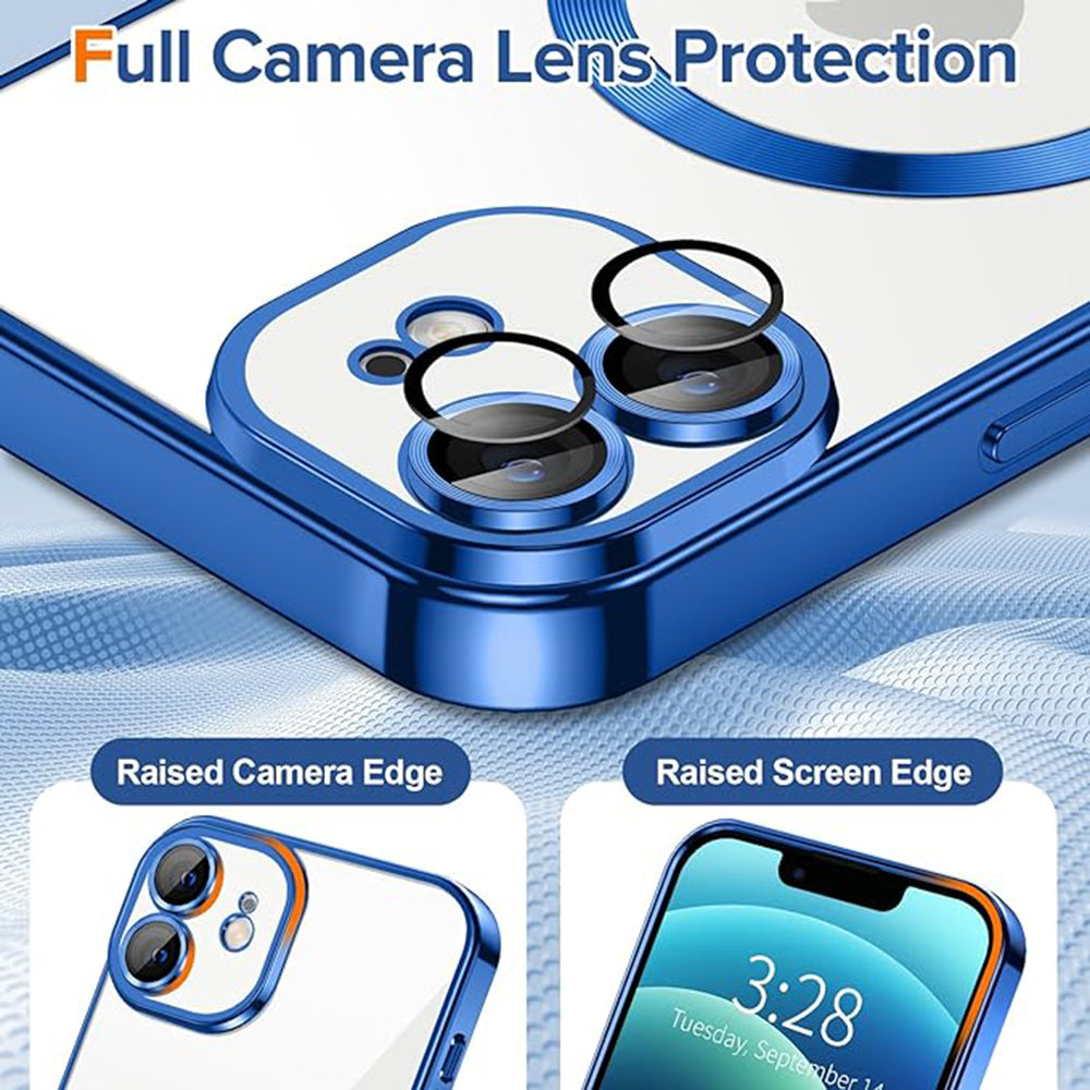 Custodia MagSafe per Apple iPhone 12, Techsuit, Luxury Crystal, Blu Scuro