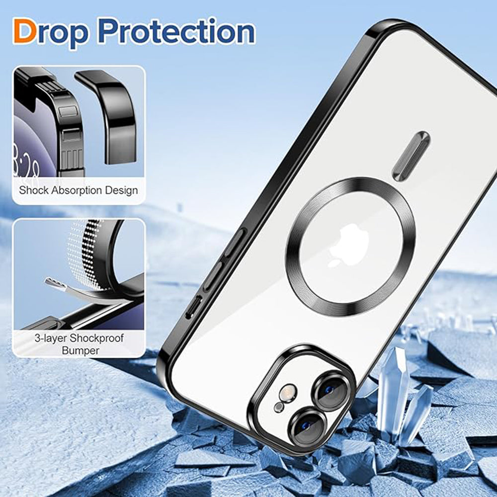 Custodia MagSafe per Apple iPhone 12, Techsuit, Luxury Crystal, Nera