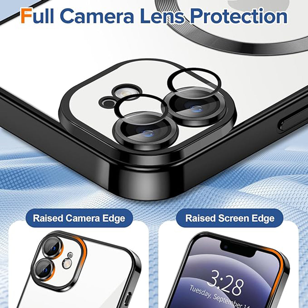 Custodia MagSafe per Apple iPhone 12, Techsuit, Luxury Crystal, Nera