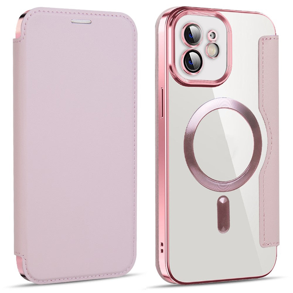 Custodia MagSafe per Apple iPhone 12, Techsuit, SmartMag Book, Rosa