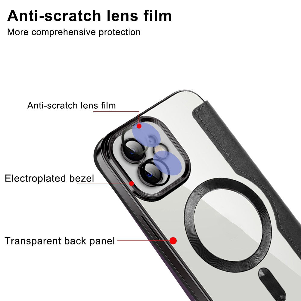 Custodia MagSafe per Apple iPhone 12, Techsuit, SmartMag Book, Rosa