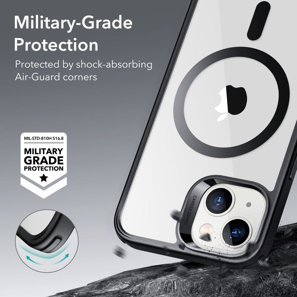 Custodia MagSafe per Apple iPhone 14 / 13, ESR, Classic Hybrid, Nera Trasparente