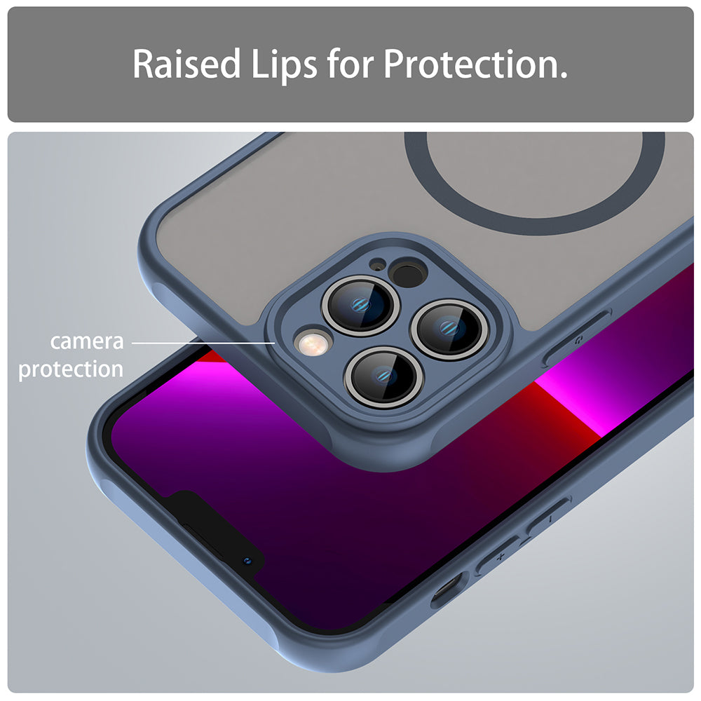 Custodia MagSafe per Apple iPhone 13 Pro Max, Techsuit, HaloFrost II, Blu Navy