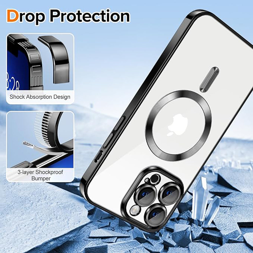 Custodia MagSafe per Apple iPhone 13 Pro Max, Techsuit, Luxury Crystal, Nera