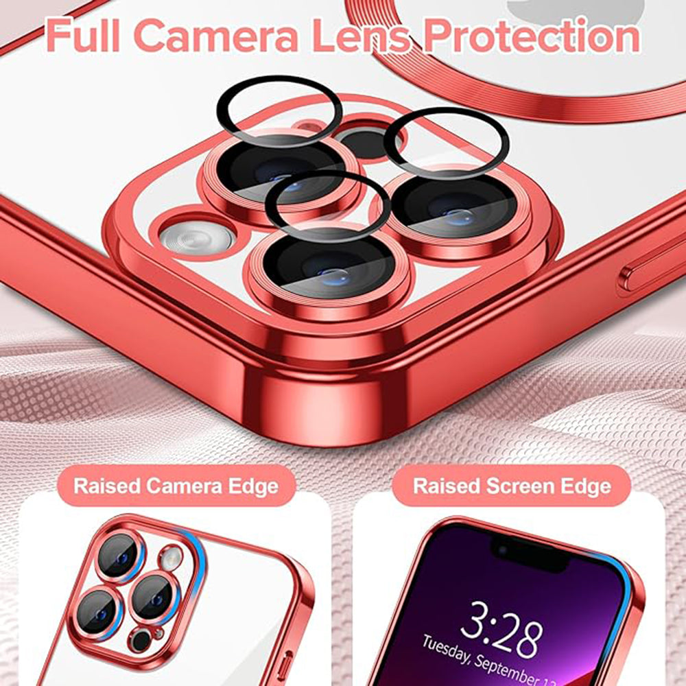 Custodia MagSafe per Apple iPhone 13 Pro Max, Techsuit, Luxury Crystal, Rossa