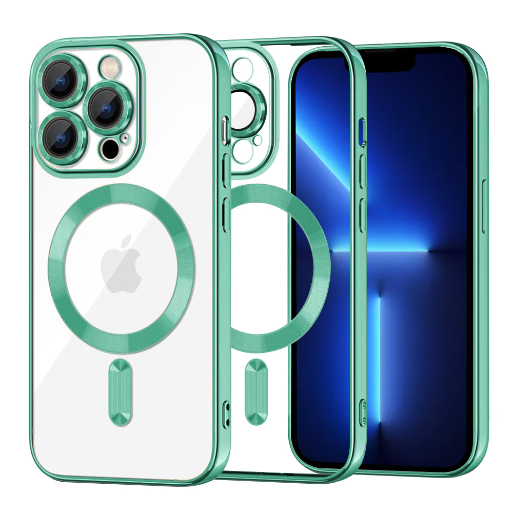 Custodia MagSafe per Apple iPhone 13 Pro Max, Techsuit, Luxury Crystal, Verde Chiaro