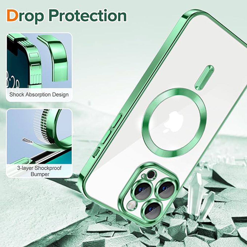 Custodia MagSafe per Apple iPhone 13 Pro Max, Techsuit, Luxury Crystal, Verde Chiaro