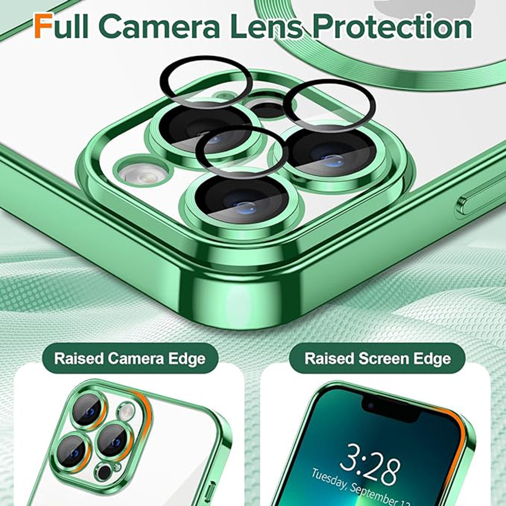 Custodia MagSafe per Apple iPhone 13 Pro Max, Techsuit, Luxury Crystal, Verde Chiaro