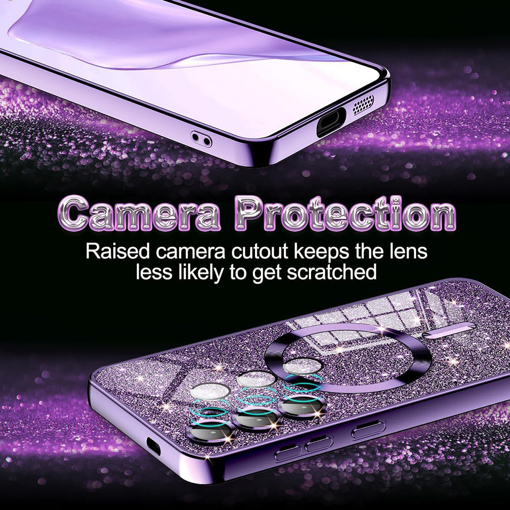 Custodia MagSafe per Apple iPhone 13 Pro Max, Techsuit, Luxury Glitter, Viola Chiaro