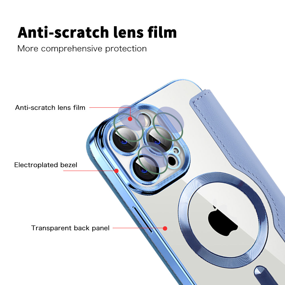 Custodia MagSafe per Apple iPhone 13 Pro Max, Techsuit, SmartMag Book, Blu