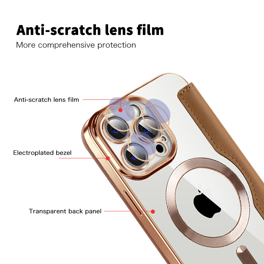 Custodia MagSafe per Apple iPhone 13 Pro Max, Techsuit, SmartMag Book, Marrone