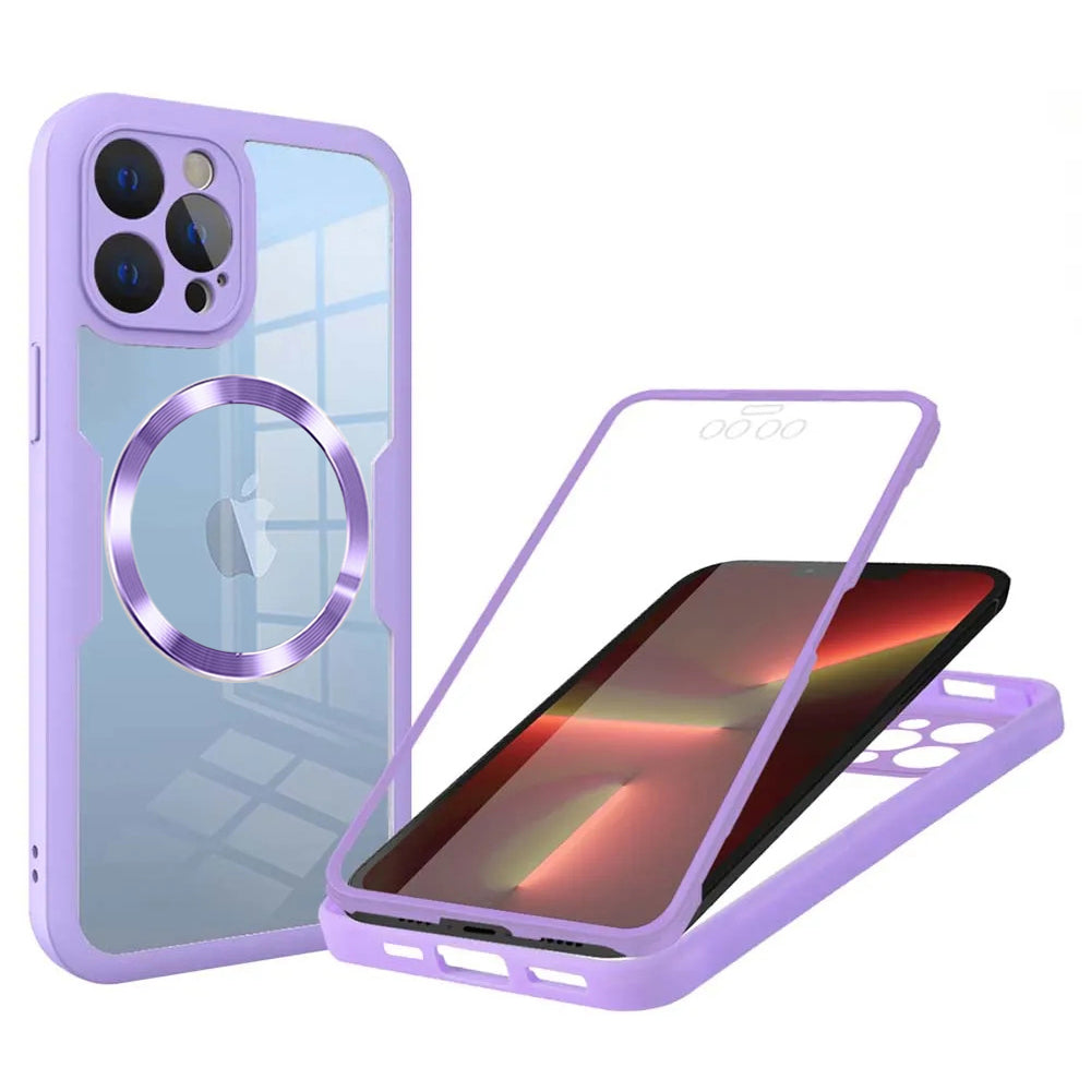Custodia MagSafe per Apple iPhone 13 Pro, Techsuit, ColorVerse 360, Viola