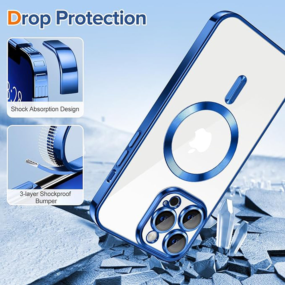 Custodia MagSafe per Apple iPhone 13 Pro, Techsuit, Luxury Crystal, Blu Scuro