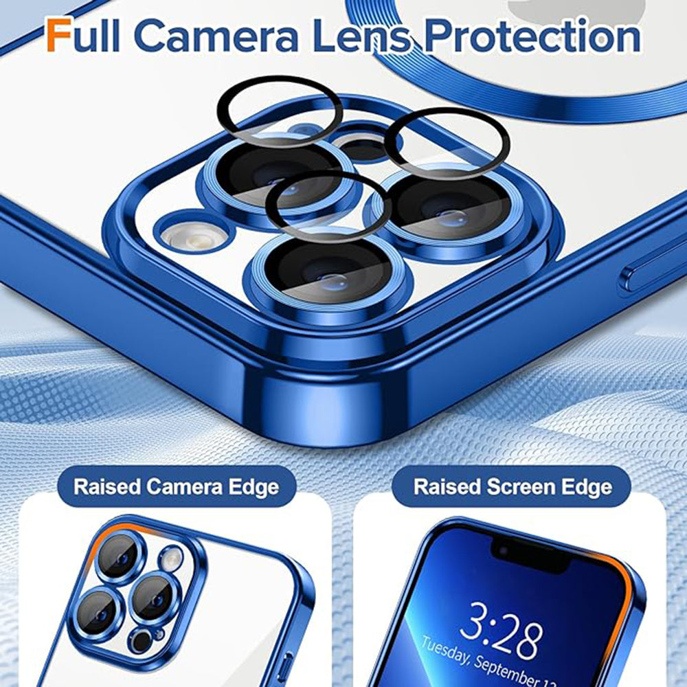 Custodia MagSafe per Apple iPhone 13 Pro, Techsuit, Luxury Crystal, Blu Scuro