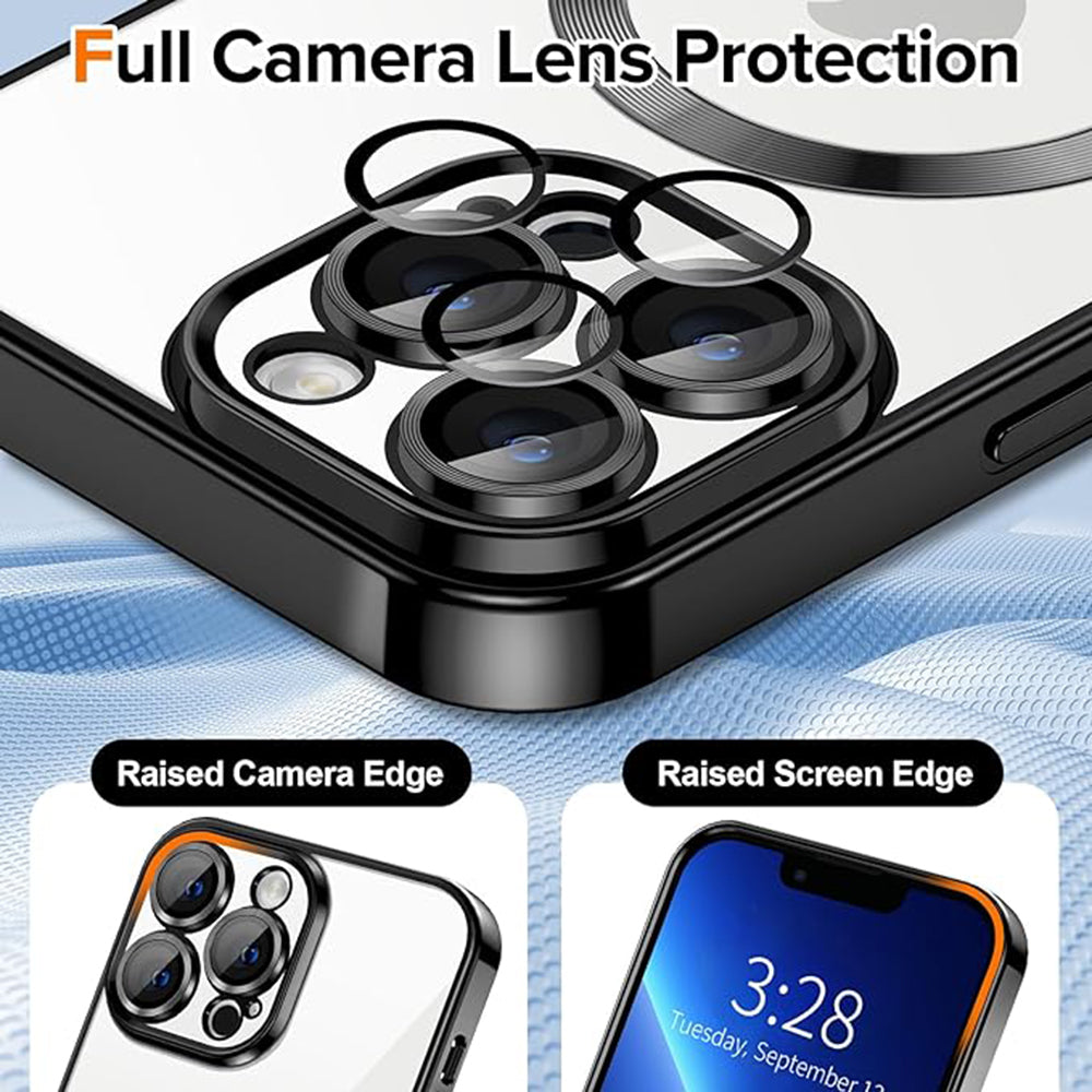 Custodia MagSafe per Apple iPhone 13 Pro, Techsuit, Luxury Crystal, Nera