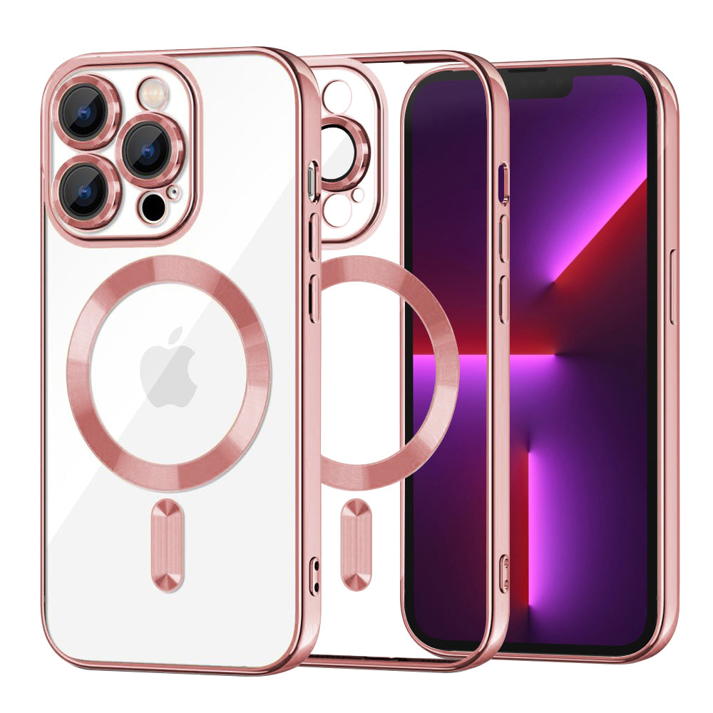 Custodia MagSafe per Apple iPhone 13 Pro, Techsuit, Luxury Crystal, Rosa