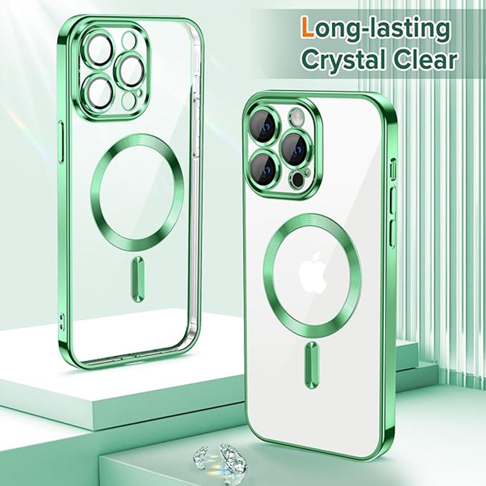 Custodia MagSafe per Apple iPhone 13 Pro, Techsuit, Luxury Crystal, Verde Chiaro