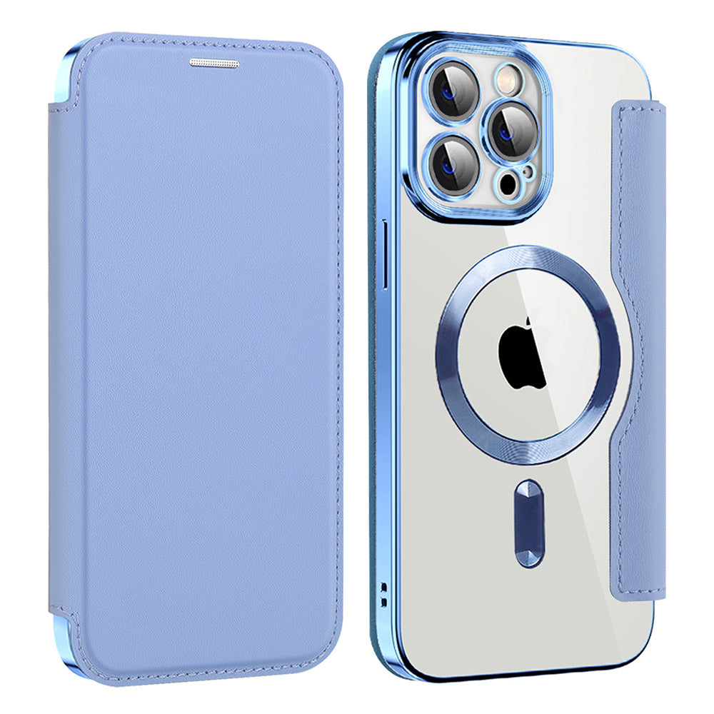 Custodia MagSafe per Apple iPhone 13 Pro, Techsuit, SmartMag Book, Blu