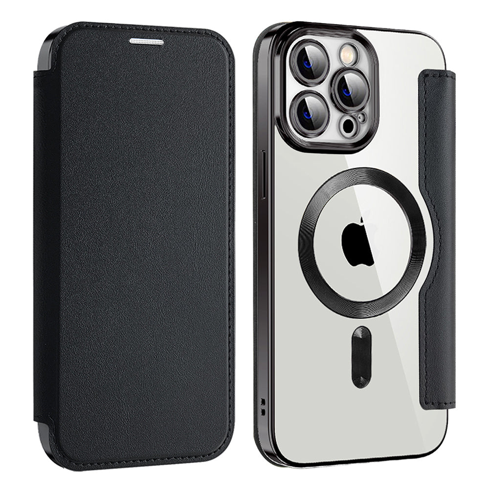 Custodia MagSafe per Apple iPhone 13 Pro, Techsuit, SmartMag Book, Nera