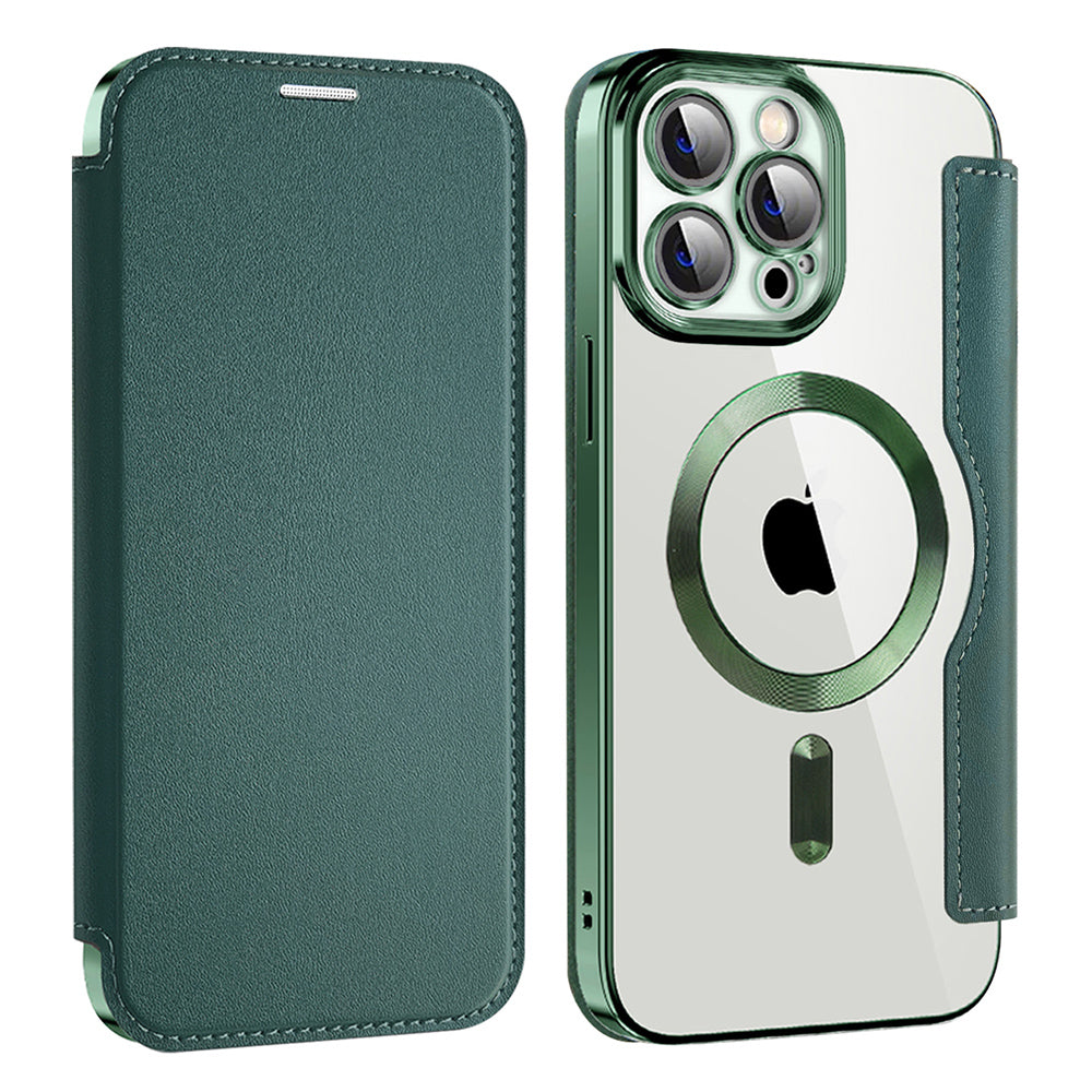 Custodia MagSafe per Apple iPhone 13 Pro, Techsuit, SmartMag Book, Verde