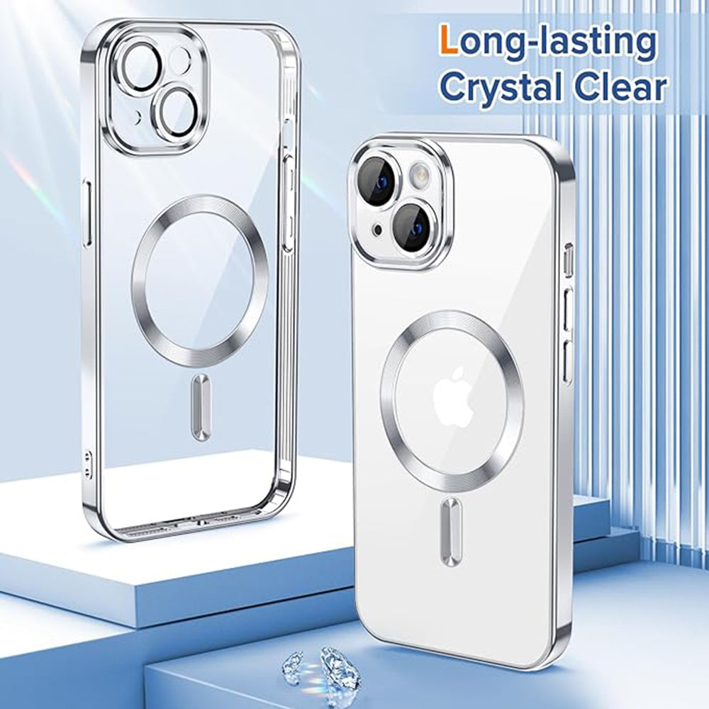 Custodia MagSafe per Apple iPhone 13, Techsuit, Luxury Crystal, Argento
