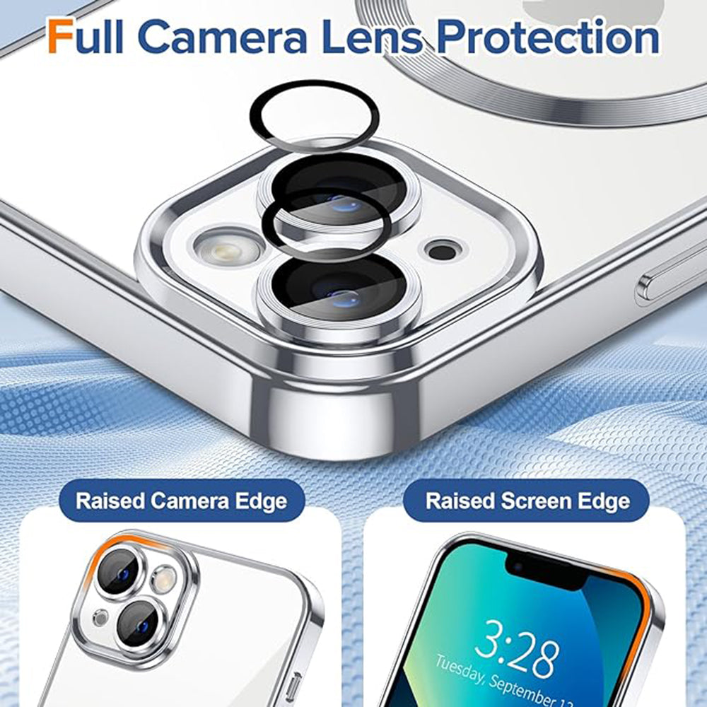 Custodia MagSafe per Apple iPhone 13, Techsuit, Luxury Crystal, Argento