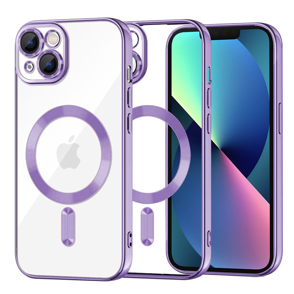 Custodia MagSafe per Apple iPhone 13, Techsuit, Luxury Crystal, Viola Chiaro