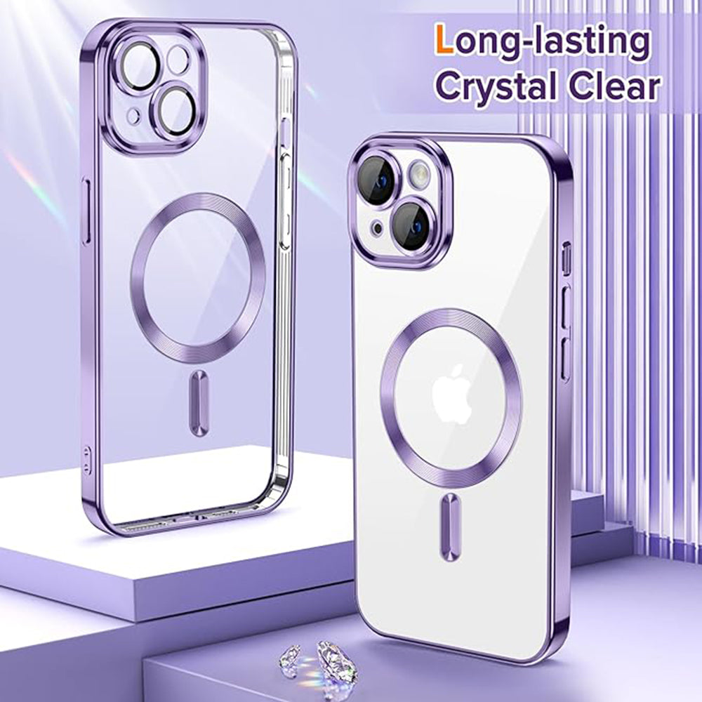Custodia MagSafe per Apple iPhone 13, Techsuit, Luxury Crystal, Viola Chiaro