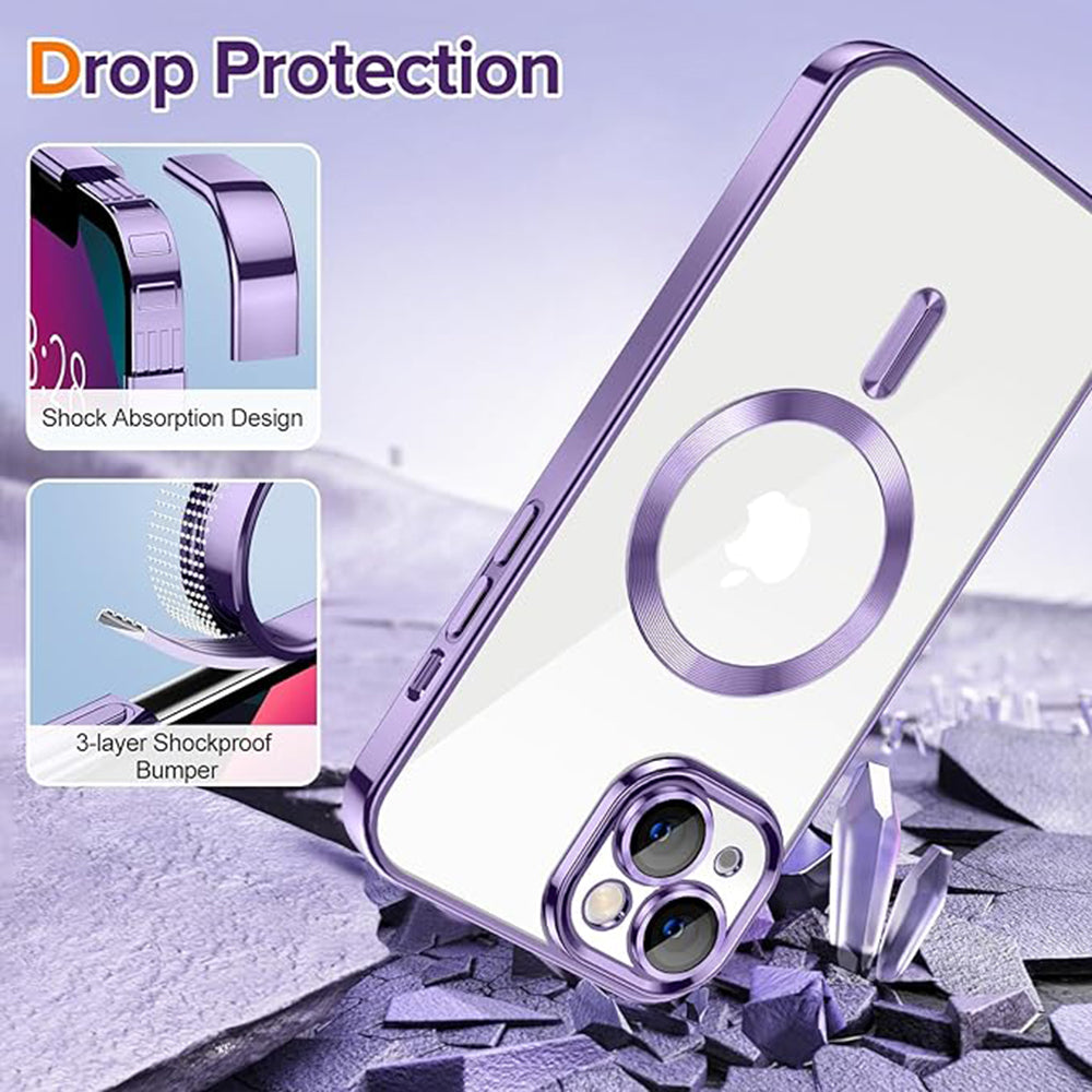 Custodia MagSafe per Apple iPhone 13, Techsuit, Luxury Crystal, Viola Chiaro