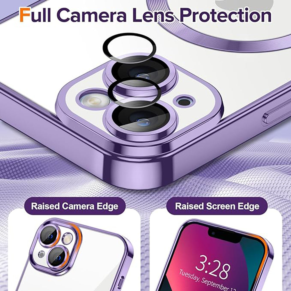 Custodia MagSafe per Apple iPhone 13, Techsuit, Luxury Crystal, Viola Chiaro