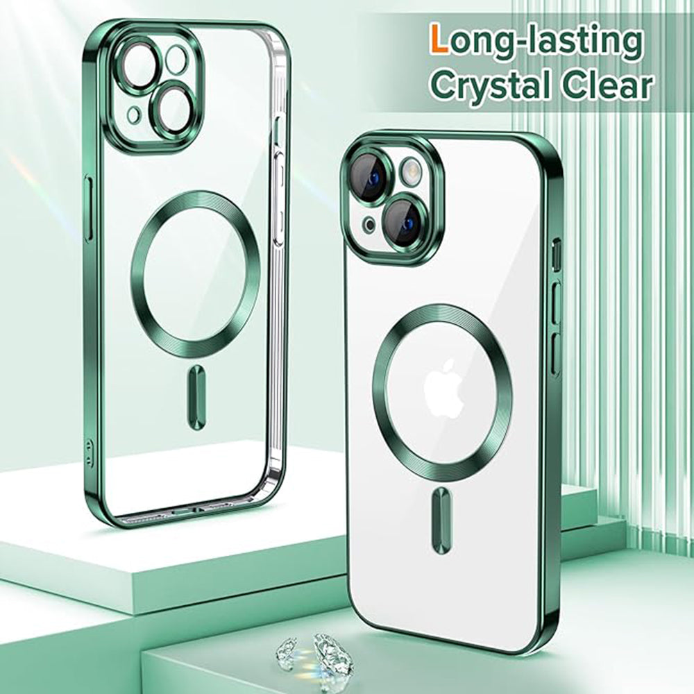 Custodia MagSafe per Apple iPhone 13, Techsuit, Luxury Crystal, Verde Scuro