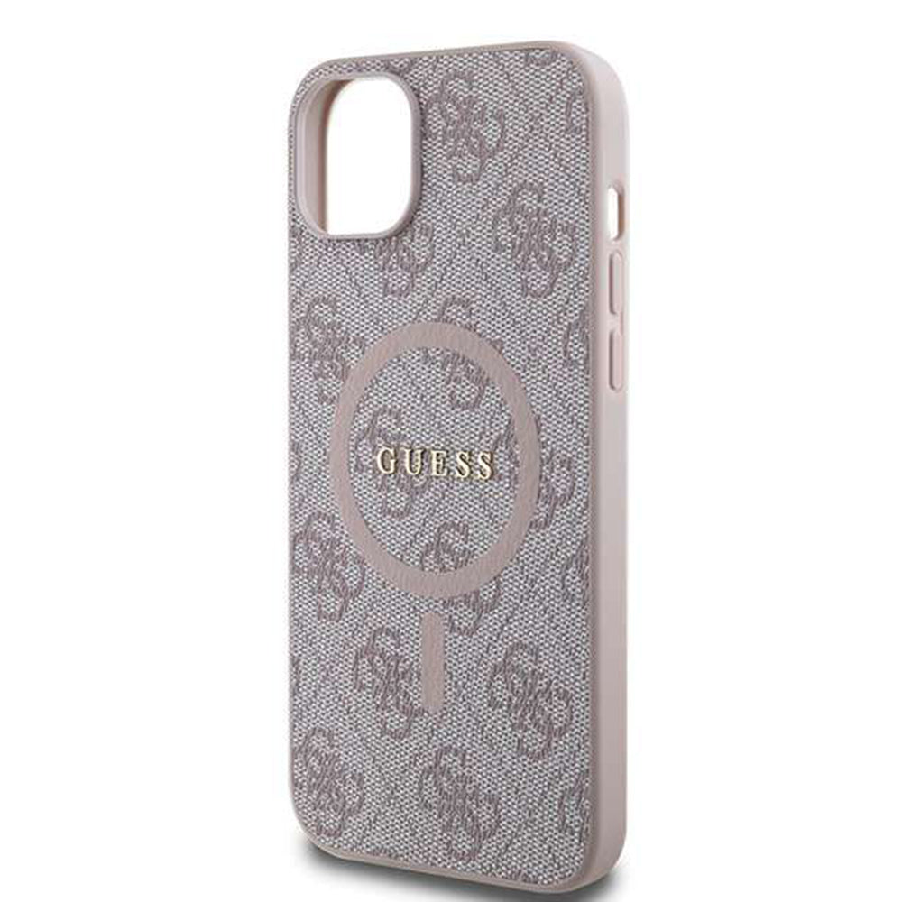 Custodia MagSafe per Apple iPhone 14, Guess, 4G Ring Classic Logo, Rosa