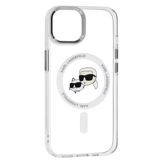 Custodia MagSafe per Apple iPhone 14, Karl Lagerfeld, IML Metal Karl & Choupette's Heads, Bianca