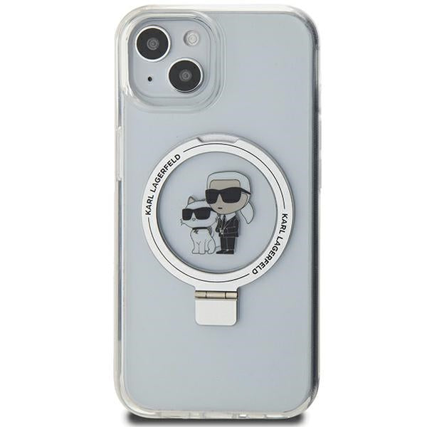 Custodia MagSafe per Apple iPhone 14, Karl Lagerfeld, Ring Stand Karl & Choupette, Bianca