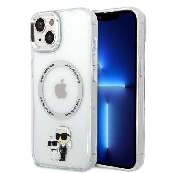 Custodia MagSafe per Apple iPhone 14 Plus, Karl Lagerfeld, Ikonik Karl & Choupette, Trasparente